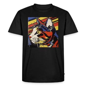 Chat, Motif De Chat - T-shirt Premium bio Homme - noir - Devant - Nico (187cm)