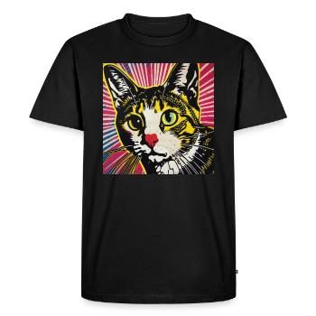 Chat, Motif De Chat - T-shirt Premium bio Homme - noir - Devant - Nico (187cm)