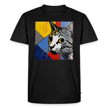 Chat, Motif De Chat - T-shirt Premium bio Homme - noir - Devant - Nico (187cm)
