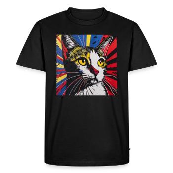 Chat, Motif De Chat - T-shirt Premium bio Homme - noir - Devant - Nico (187cm)