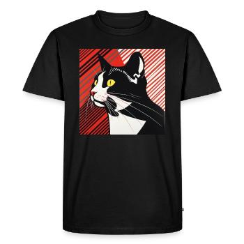 Chat, Motif De Chat - T-shirt Premium bio Homme - noir - Devant - Nico (187cm)