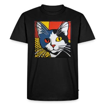 Chat, Motif De Chat - T-shirt Premium bio Homme - noir - Devant - Nico (187cm)
