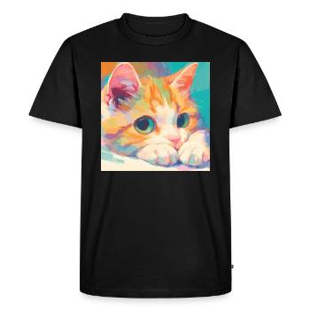 Chat, Motif De Chat - T-shirt Premium bio Homme - noir - Devant - Nico (187cm)
