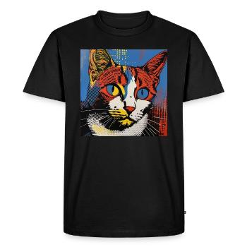 Chat, Motif De Chat - T-shirt Premium bio Homme - noir - Devant - Nico (187cm)