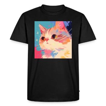 Chat, Motif De Chat - T-shirt Premium bio Homme - noir - Devant - Nico (187cm)