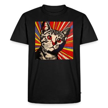 Chat, Motif De Chat - T-shirt Premium bio Homme - noir - Devant - Nico (187cm)