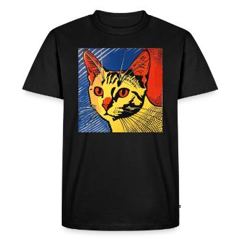 Chat, Motif De Chat - T-shirt Premium bio Homme - noir - Devant - Nico (187cm)