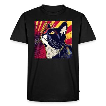 Chat, Motif De Chat - T-shirt Premium bio Homme - noir - Devant - Nico (187cm)