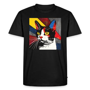 Cat, Cat Motif - Men's Premium Organic T-Shirt - black - Front - Nico (187cm)