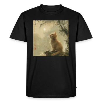 Chat, Motif De Chat - T-shirt Premium bio Homme - noir - Devant - Nico (187cm)