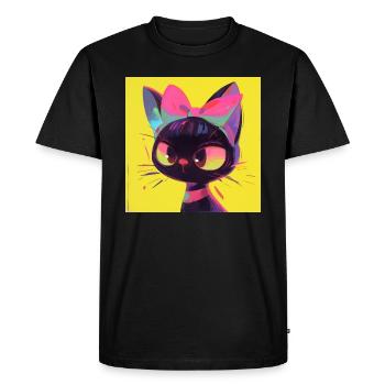 Chat, Motif De Chat - T-shirt Premium bio Homme - noir - Devant - Nico (187cm)