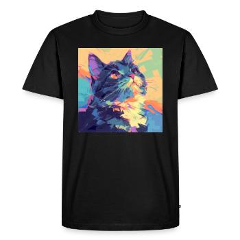 Chat, Motif De Chat - T-shirt Premium bio Homme - noir - Devant - Nico (187cm)