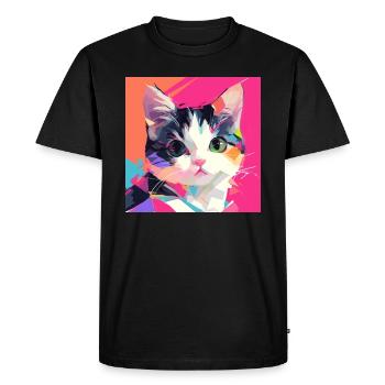 Chat, Motif De Chat - T-shirt Premium bio Homme - noir - Devant - Nico (187cm)
