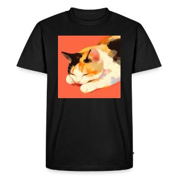 Chat, Motif De Chat - T-shirt Premium bio Homme - noir - Devant - Nico (187cm)