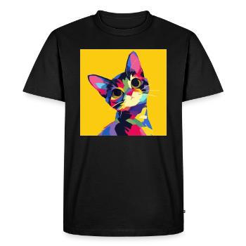 Chat, Motif De Chat - T-shirt Premium bio Homme - noir - Devant - Nico (187cm)