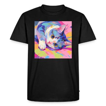 Cat, Cat Motif - Men's Premium Organic T-Shirt - black - Front - Nico (187cm)