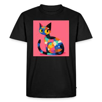 Chat, Motif De Chat - T-shirt Premium bio Homme - noir - Devant - Nico (187cm)
