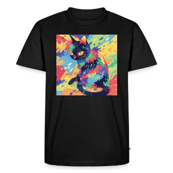 Chat, Motif De Chat - T-shirt Premium bio Homme - noir - Devant - Nico (187cm)