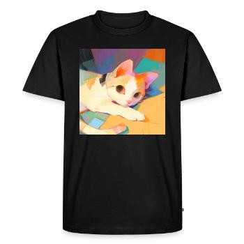 Cat, Cat Motif - Men's Premium Organic T-Shirt - black - Front - Nico (187cm)