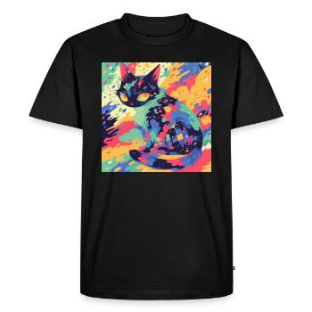 Cat, Cat Motif - Men's Premium Organic T-Shirt - black - Front - Nico (187cm)