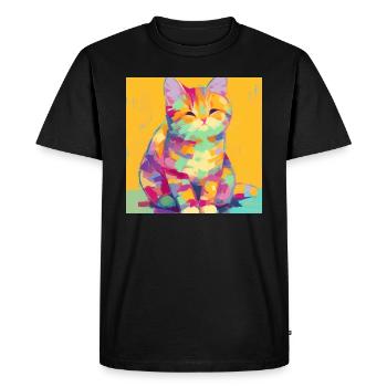 Chat, Motif De Chat - T-shirt Premium bio Homme - noir - Devant - Nico (187cm)