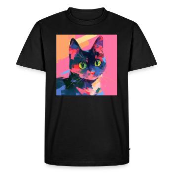 Chat, Motif De Chat - T-shirt Premium bio Homme - noir - Devant - Nico (187cm)