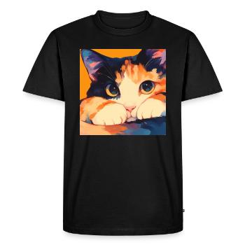Chat, Motif De Chat - T-shirt Premium bio Homme - noir - Devant - Nico (187cm)