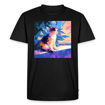 Cat, Cat Motif - Men's Premium Organic T-Shirt - black - Front - Nico (187cm)