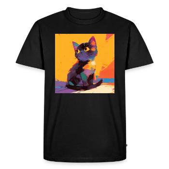 Chat, Motif De Chat - T-shirt Premium bio Homme - noir - Devant - Nico (187cm)