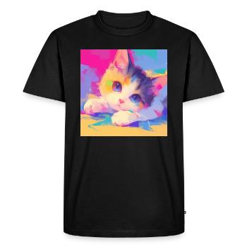 Chat, Motif De Chat - T-shirt Premium bio Homme - noir - Devant - Nico (187cm)