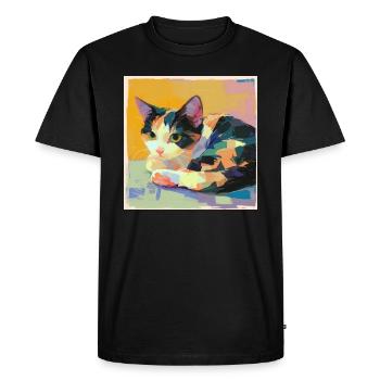 Chat, Motif De Chat - T-shirt Premium bio Homme - noir - Devant - Nico (187cm)