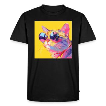 Cat, Cat Motif - Men's Premium Organic T-Shirt - black - Front - Nico (187cm)