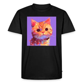 Chat, Motif De Chat - T-shirt Premium bio Homme - noir - Devant - Nico (187cm)