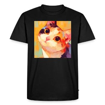 Chat, Motif De Chat - T-shirt Premium bio Homme - noir - Devant - Nico (187cm)