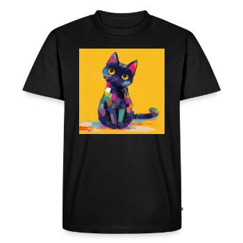 Chat, Motif De Chat - T-shirt Premium bio Homme - noir - Devant - Nico (187cm)