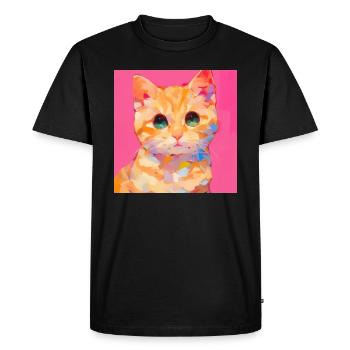 Chat, Motif De Chat - T-shirt Premium bio Homme - noir - Devant - Nico (187cm)