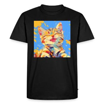 Chat, Motif De Chat - T-shirt Premium bio Homme - noir - Devant - Nico (187cm)