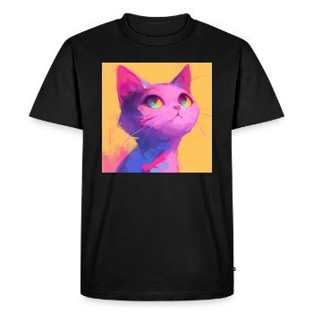 Cat, Cat Motif - Men's Premium Organic T-Shirt - black - Front - Nico (187cm)