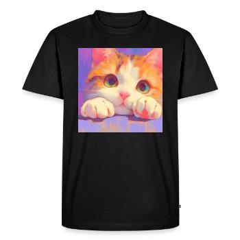 Cat, Cat Motif - Men's Premium Organic T-Shirt - black - Front - Nico (187cm)