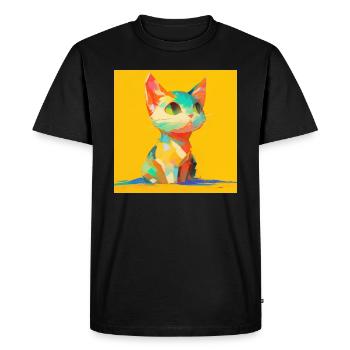 Chat, Motif De Chat - T-shirt Premium bio Homme - noir - Devant - Nico (187cm)