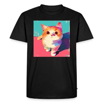 Chat, Motif De Chat - T-shirt Premium bio Homme - noir - Devant - Nico (187cm)