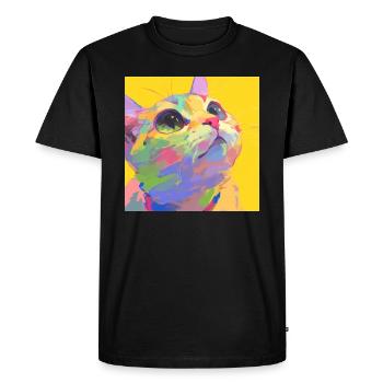 Chat, Motif De Chat - T-shirt Premium bio Homme - noir - Devant - Nico (187cm)