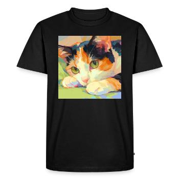 Chat, Motif De Chat - T-shirt Premium bio Homme - noir - Devant - Nico (187cm)