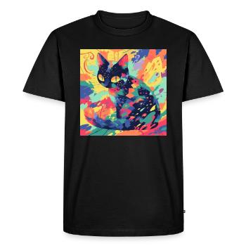 Chat, Motif De Chat - T-shirt Premium bio Homme - noir - Devant - Nico (187cm)