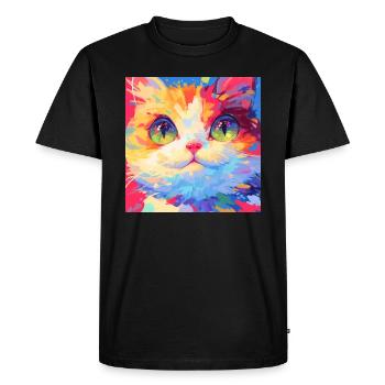 Cat, Cat Motif - Men's Premium Organic T-Shirt - black - Front - Nico (187cm)
