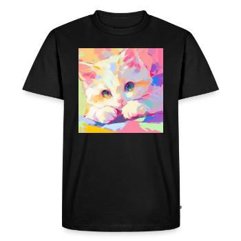 Chat, Motif De Chat - T-shirt Premium bio Homme - noir - Devant - Nico (187cm)