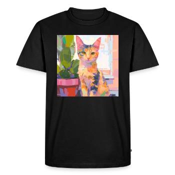 Chat, Motif De Chat - T-shirt Premium bio Homme - noir - Devant - Nico (187cm)