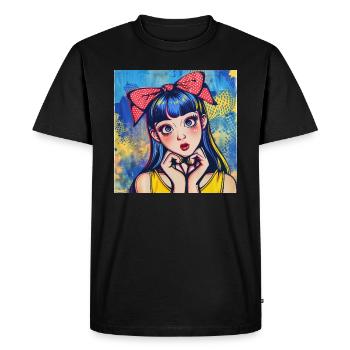 Anime, Fille, Rétro, Waifu, Japon, Années 60 - T-shirt Premium bio Homme - noir - Devant - Nico (187cm)