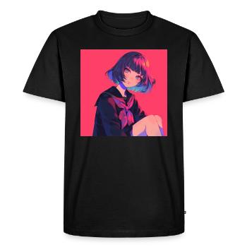 Anime, Schoolgirl, Waifu, Japan - Men's Premium Organic T-Shirt - black - Front - Nico (187cm)
