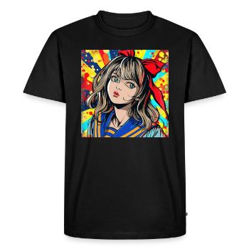 Anime, Fille, Rétro, Waifu, Japon, Années 60 - T-shirt Premium bio Homme - noir - Devant - Nico (187cm)